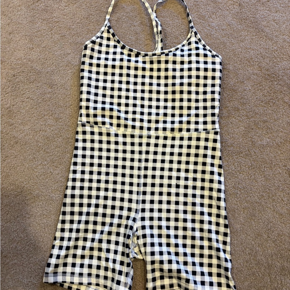 Old Navy Women’s Checkered Jumpsuit in Black and White